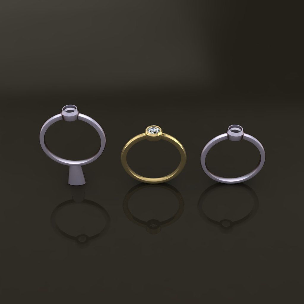 Bezel Single Diamond Ring 4mm Mix Size 3D print model_4