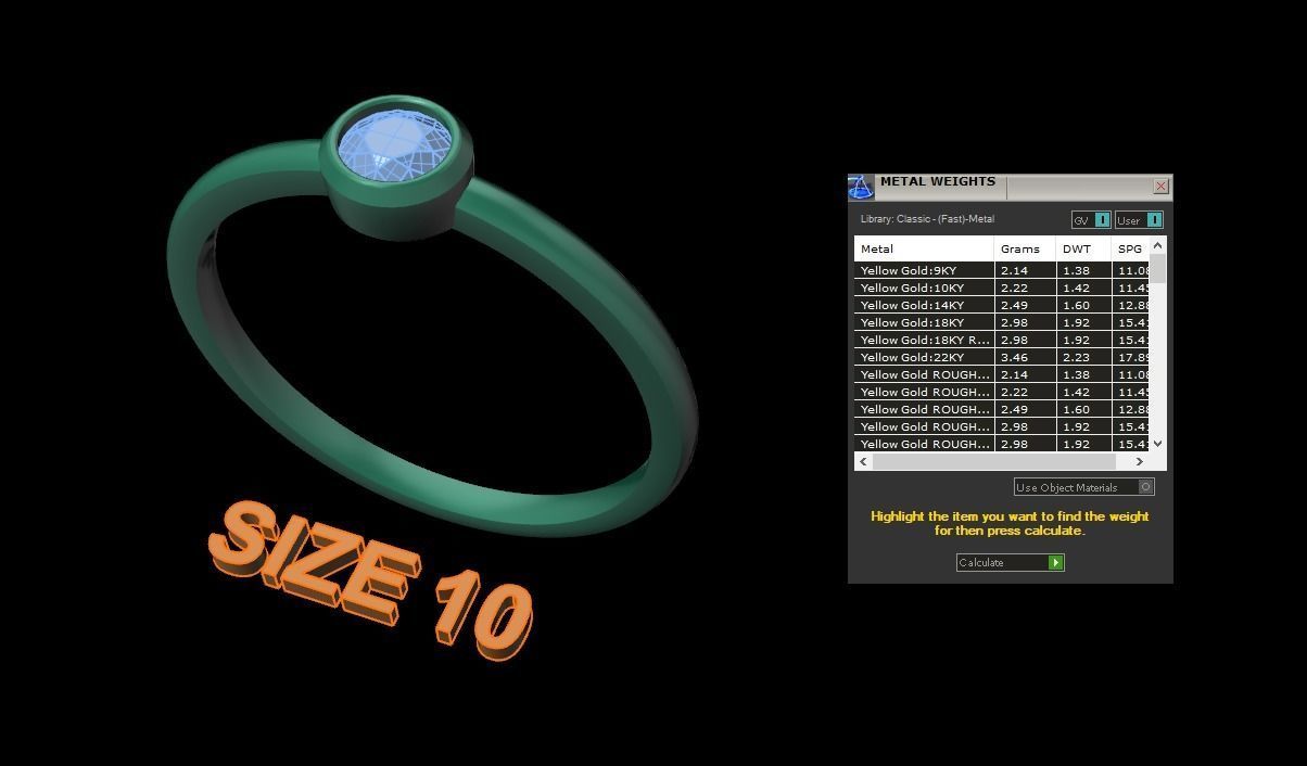 Bezel Single Diamond Ring 4mm Mix Size 3D print model_15