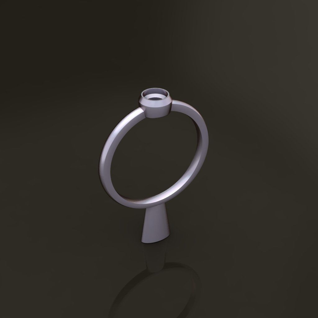 Bezel Single Diamond Ring 4mm Mix Size 3D print model_8