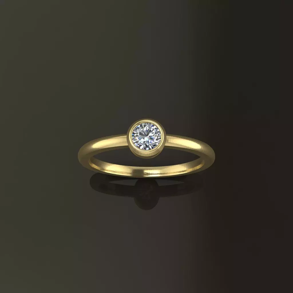 Bezel Single Diamond Ring 4mm Mix Size 3D print model_0