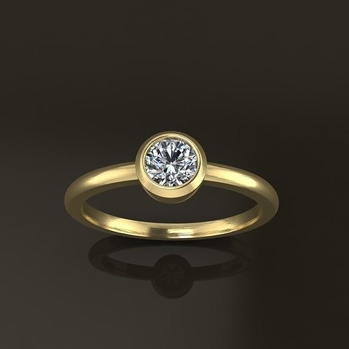 Bezel Single Diamond Ring 4mm50 Mix Size 3D print model