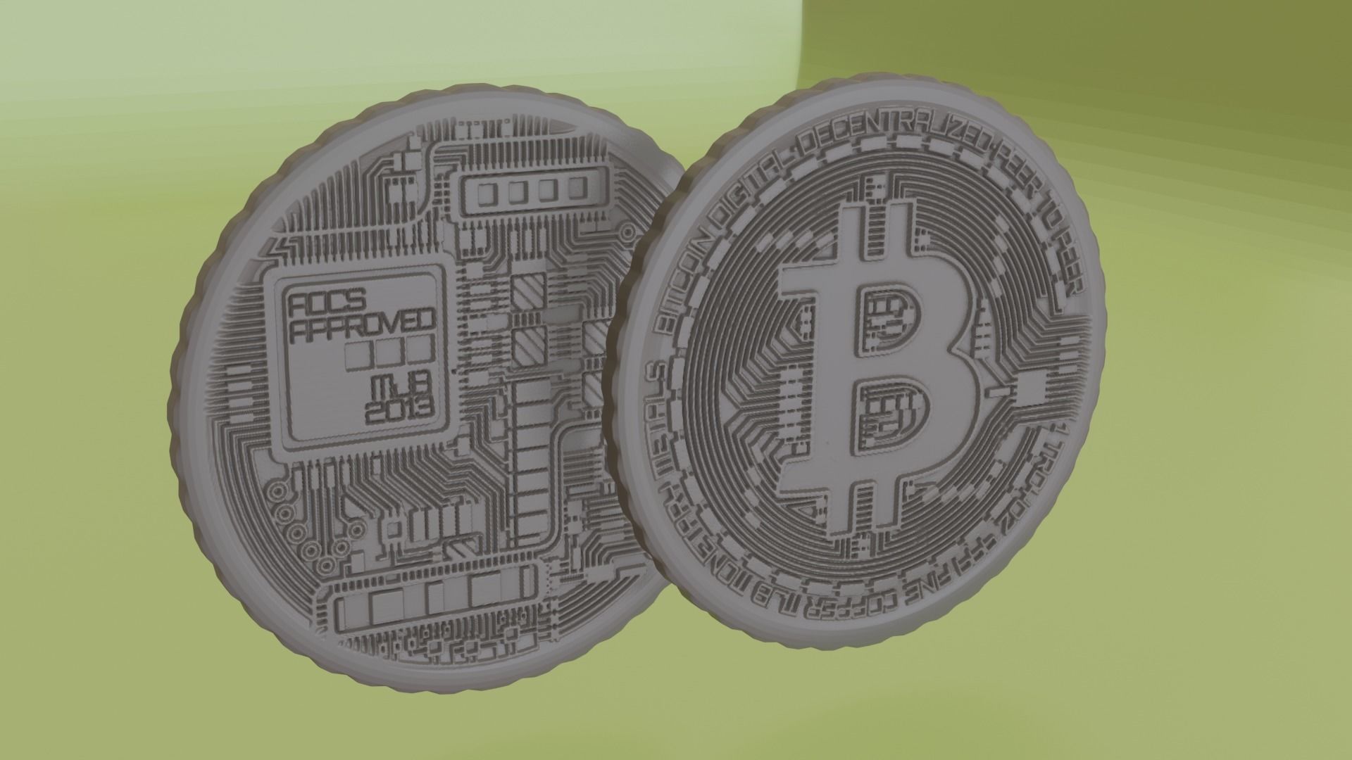 Lowpoly bitcoin model two bitcoins Low-poly 3D model_2