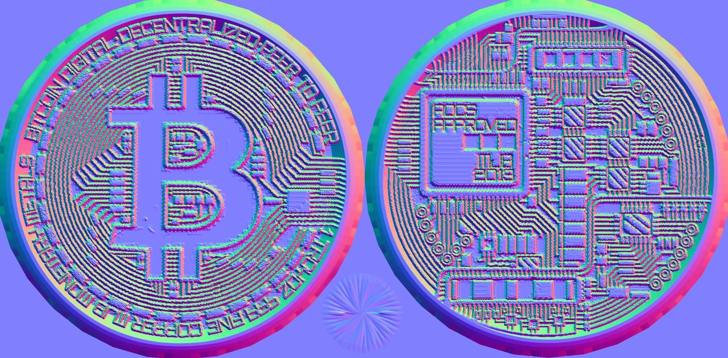 Lowpoly bitcoin model two bitcoins Low-poly 3D model_5