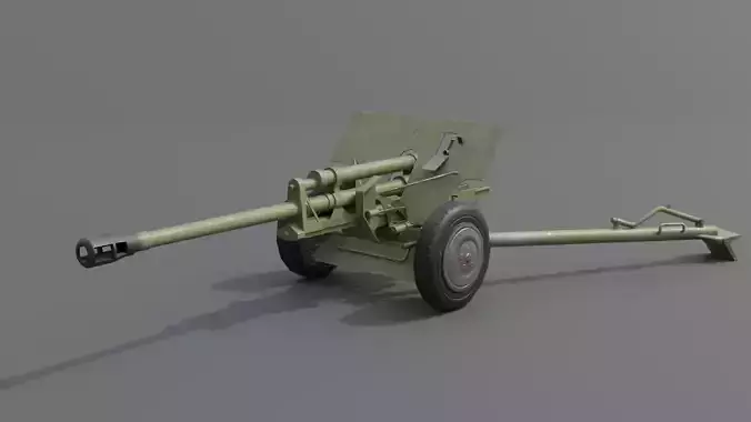 ZIS-3 76-mm divisional gun Low-poly 3D model