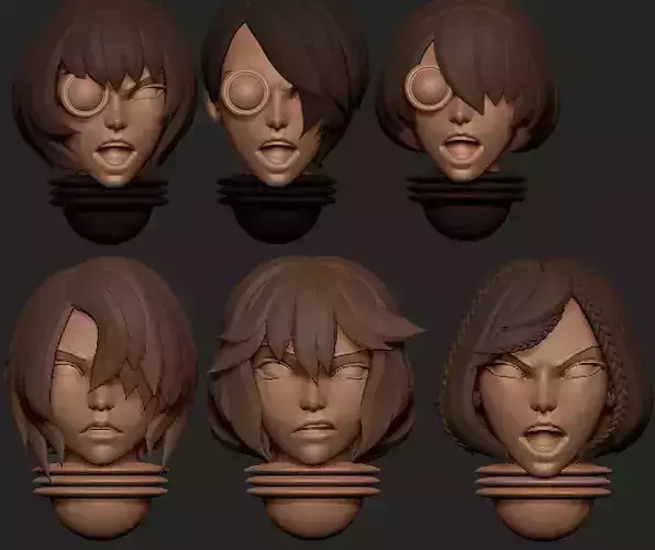 Anime set of Space nuns alternative heads