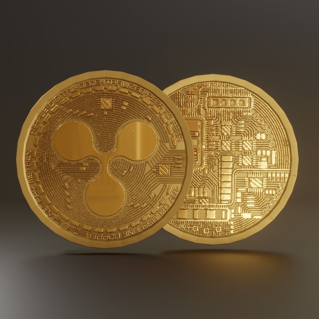 Lowpoly Ripple coin model Low-poly 3D model_2