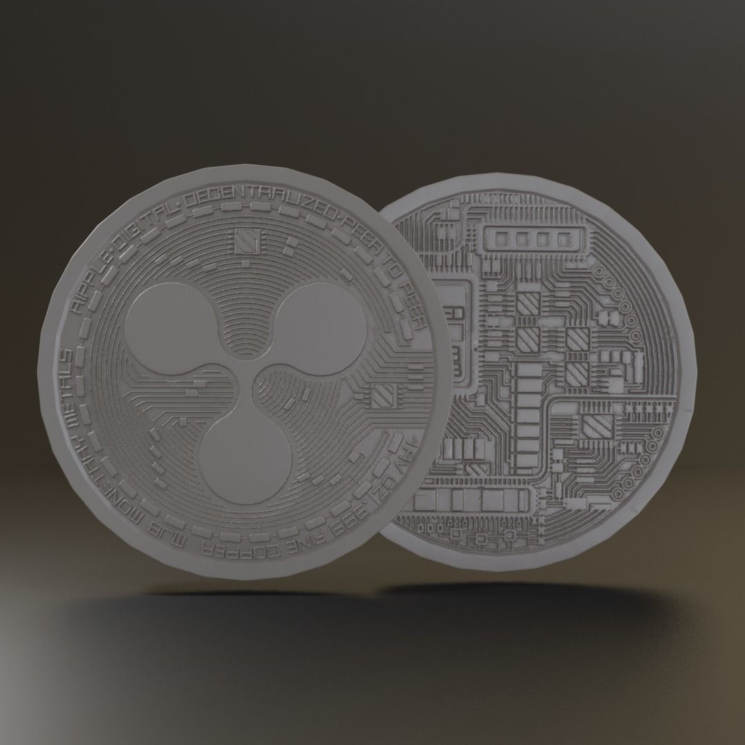 Lowpoly Ripple coin model Low-poly 3D model_3