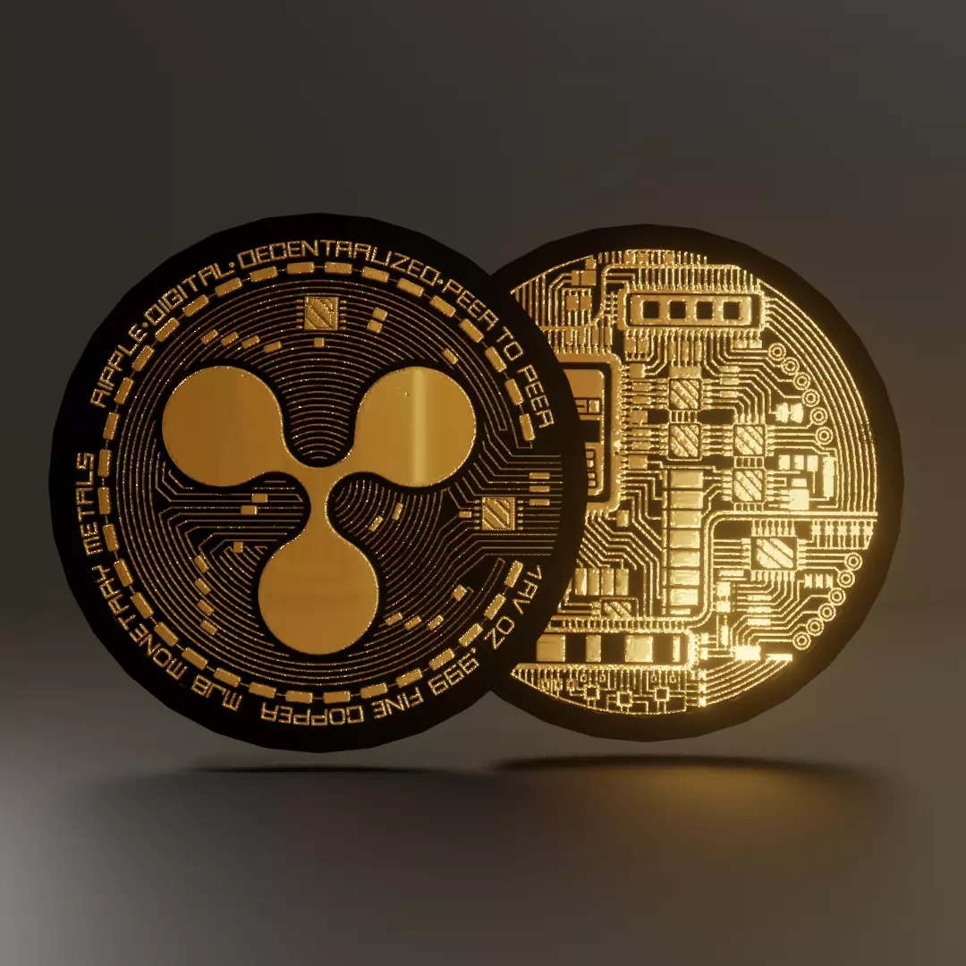 Lowpoly Ripple coin model Low-poly 3D model_0