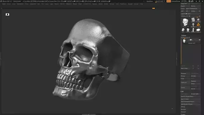ring skull STL 3d print model