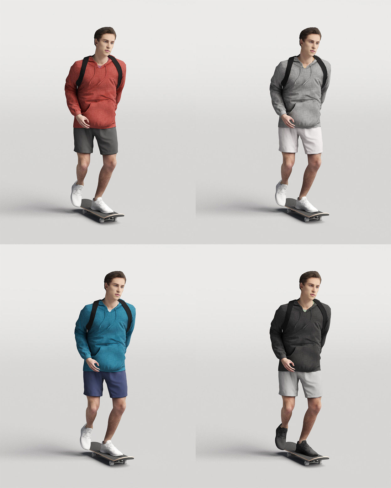 Humano 20-Collection 08 SPORT - JOGGING - SKATE - 20x 3D models  3D model_32