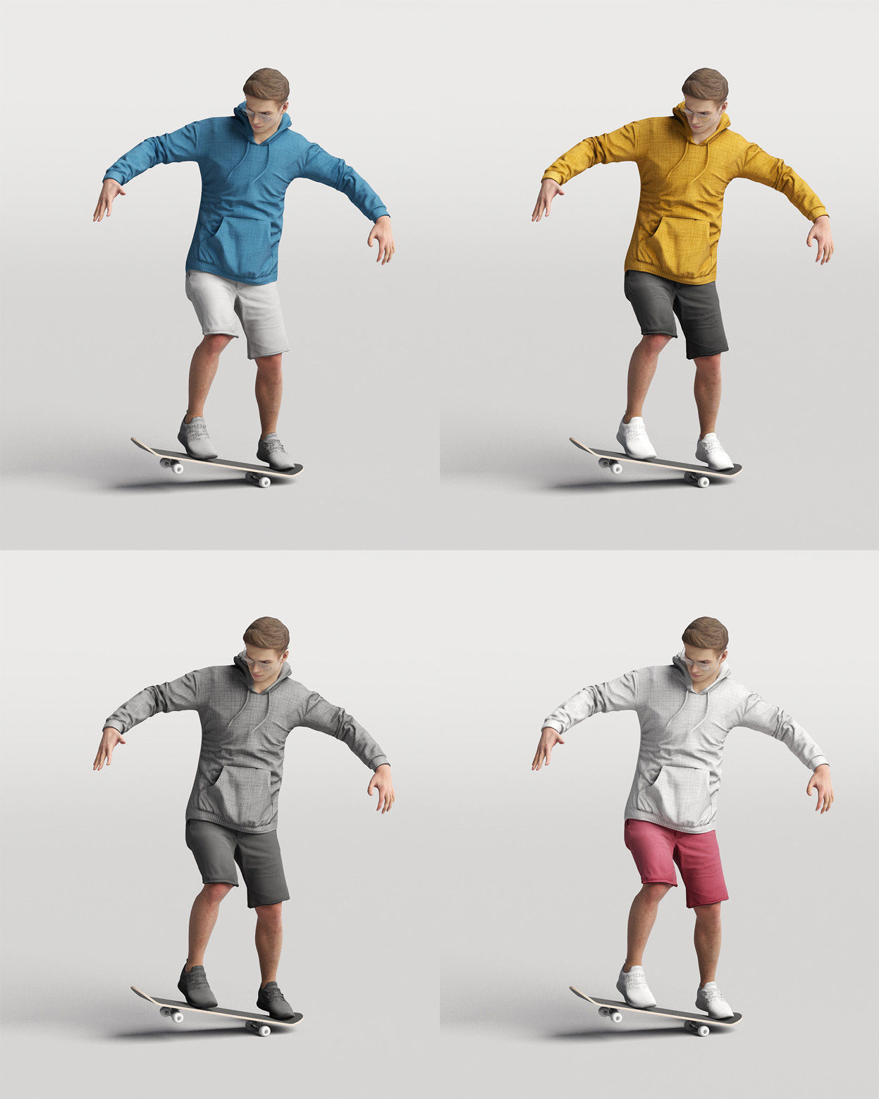 Humano 20-Collection 08 SPORT - JOGGING - SKATE - 20x 3D models  3D model_31