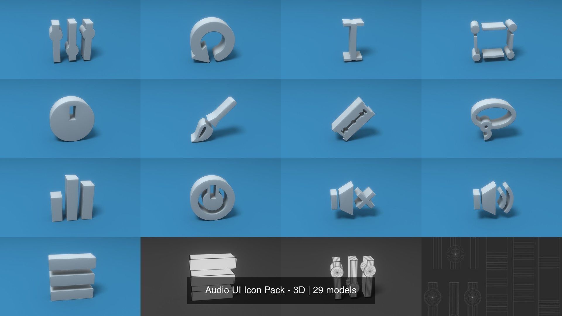 Audio UI Icon Pack - 3D 3D Model Collection_4
