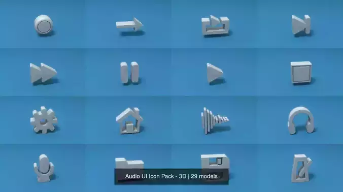 Audio UI Icon Pack - 3D 3D Model Collection