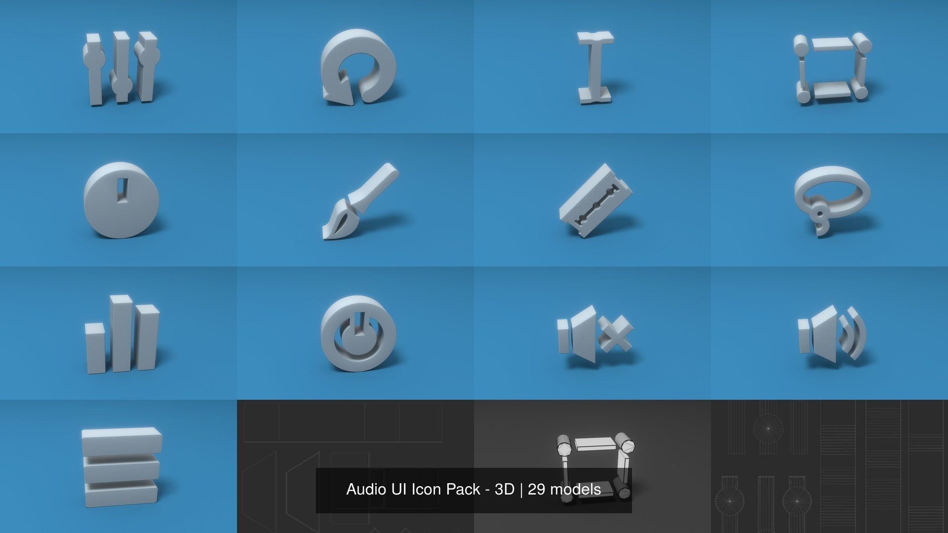 Audio UI Icon Pack - 3D 3D Model Collection_3
