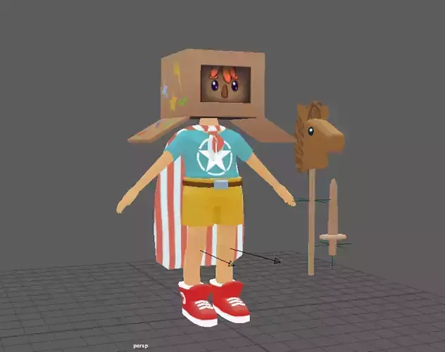 Rigged Cartoon Low poly Boy Warrior Character 