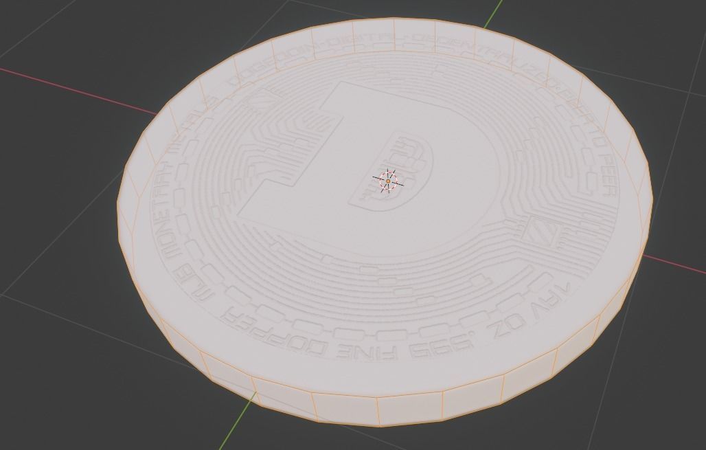 Lowpoly dogecoin model gold coin with letter d Low-poly 3D model_4