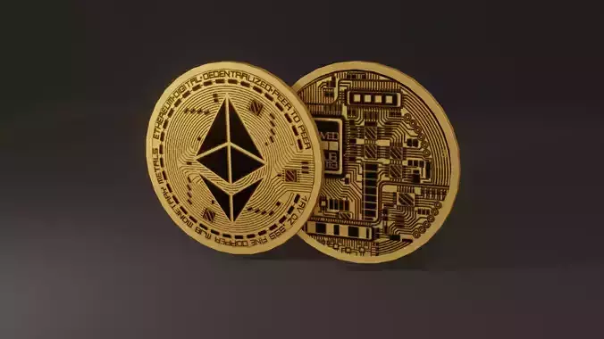 Lowpoly Ethereum coin model Low-poly 3D model