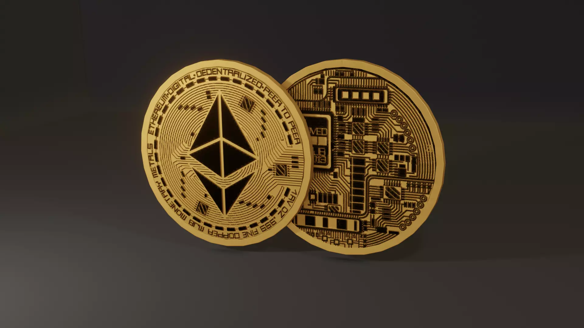 Lowpoly Ethereum coin model Low-poly 3D model_0