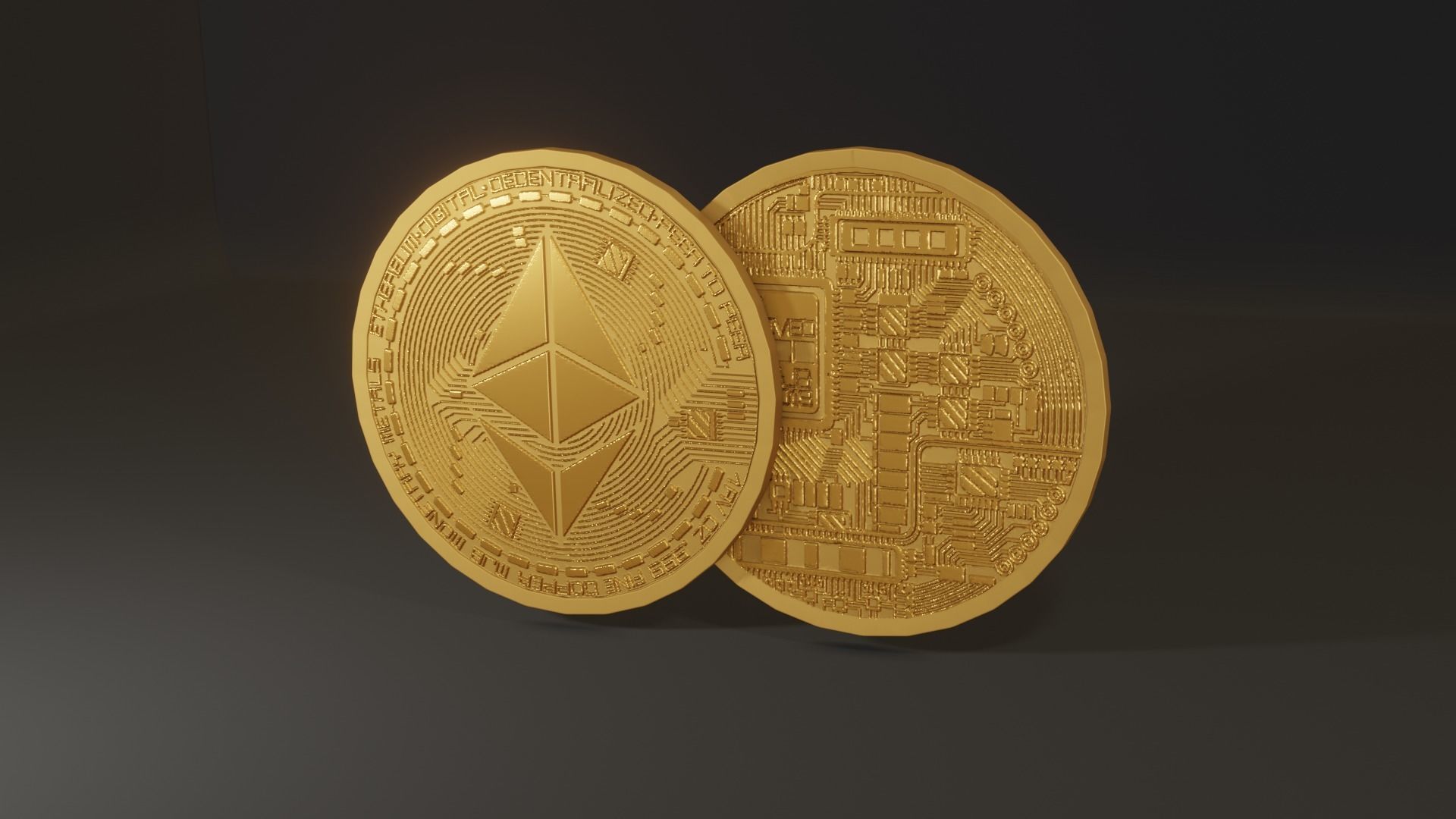 Lowpoly Ethereum coin model Low-poly 3D model_2