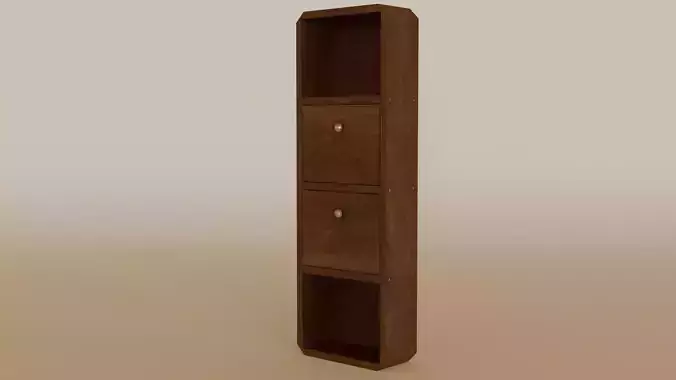 Cabinet wooden shelf with two drawers