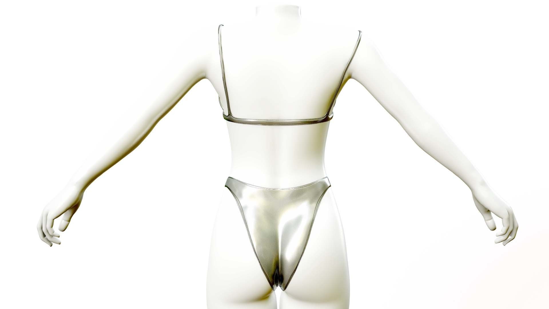 Female Bikini Low-poly 3D model_5