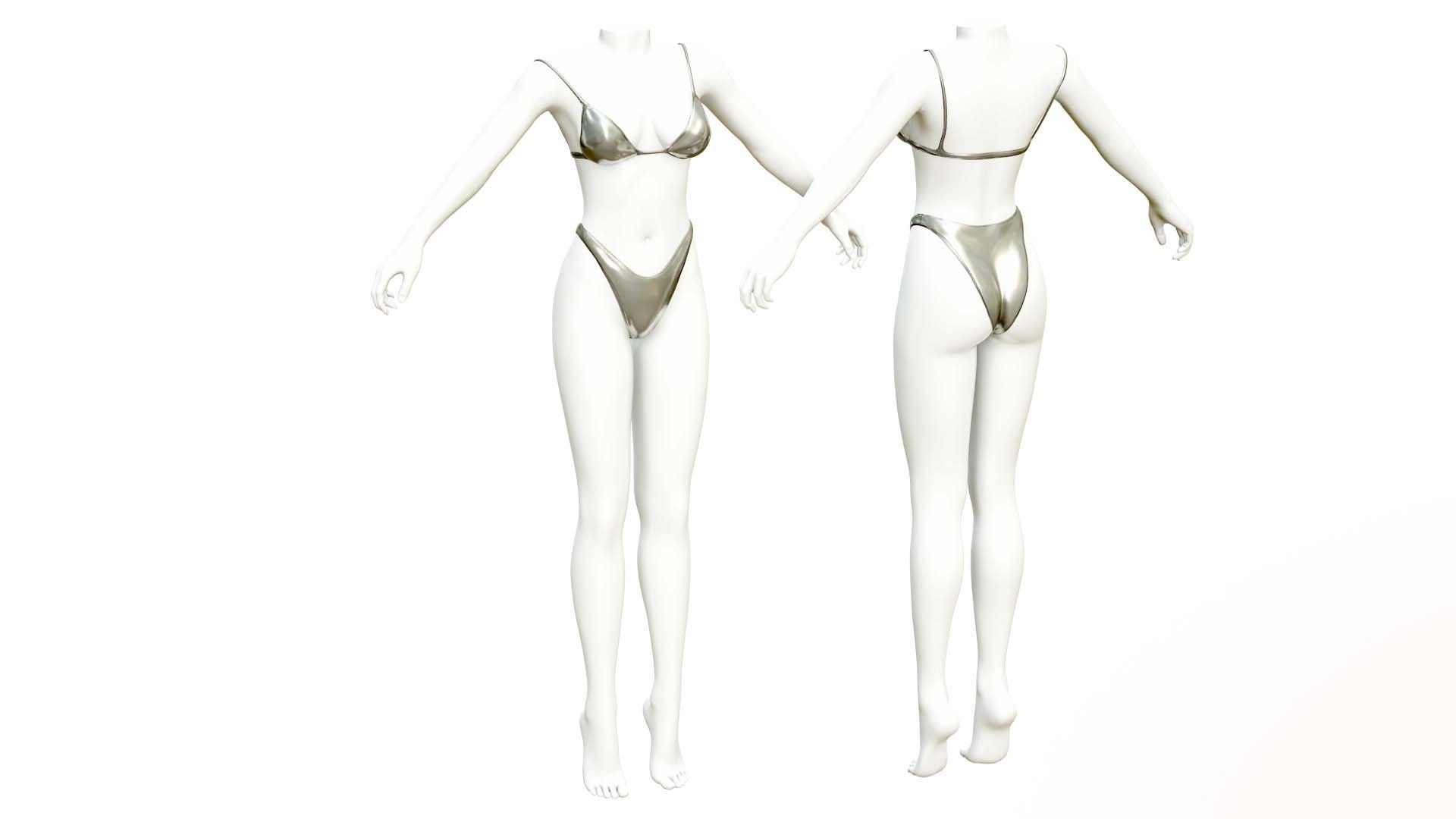 Female Bikini Low-poly 3D model_8