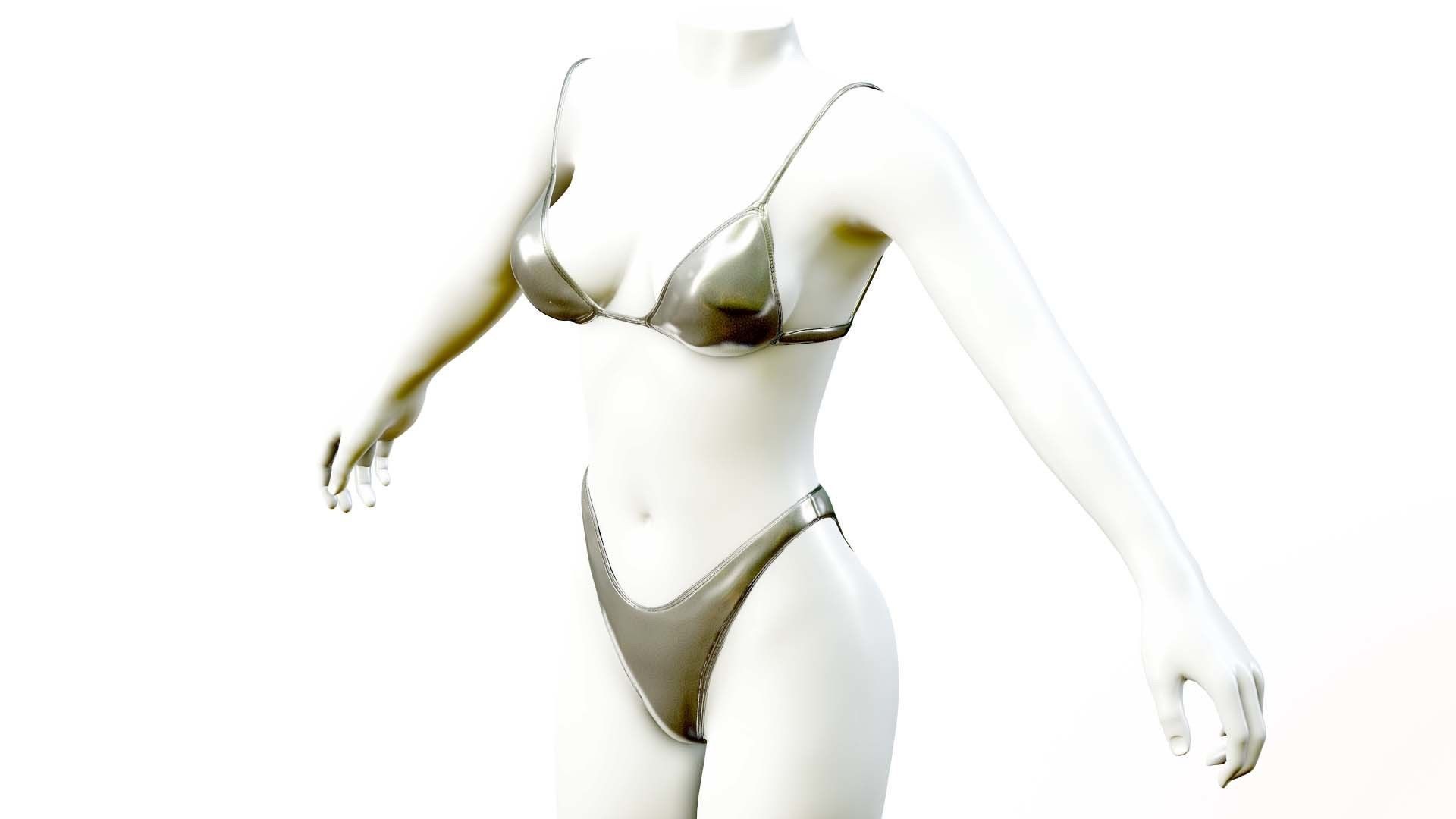 Female Bikini Low-poly 3D model_4