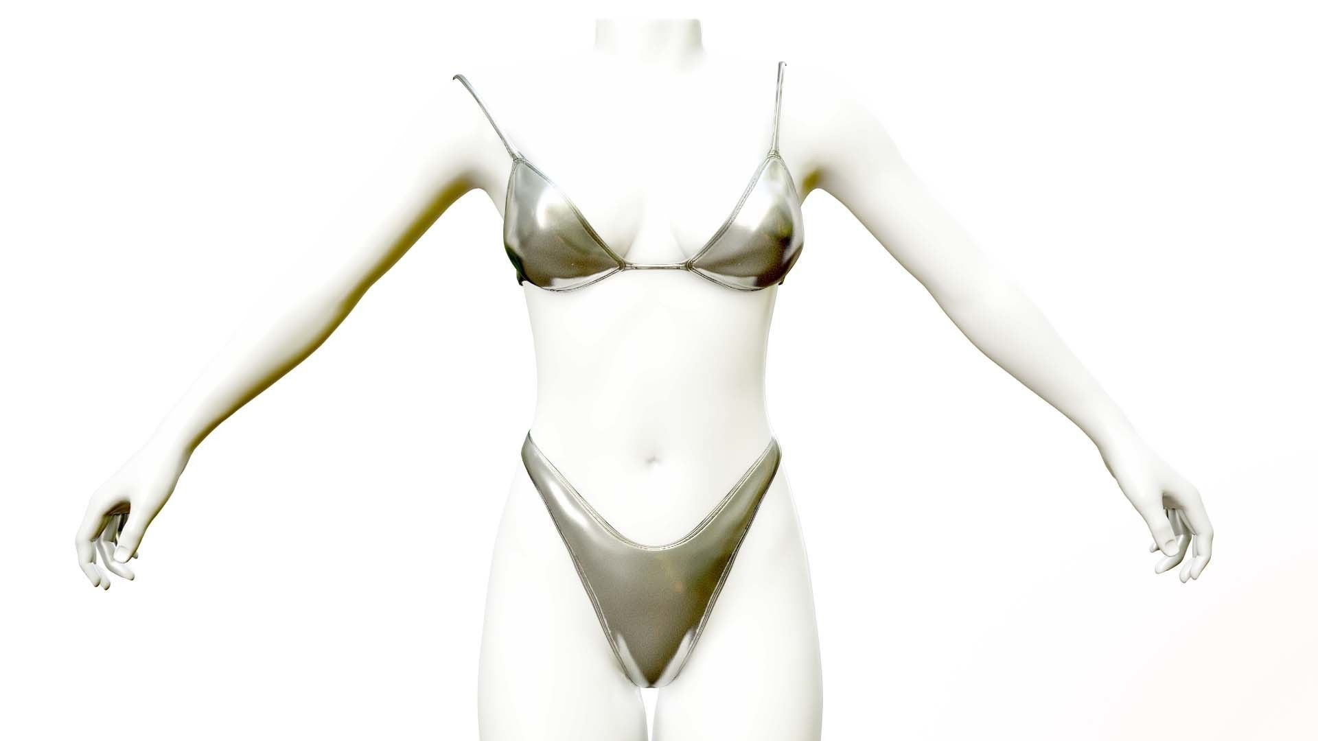 Female Bikini Low-poly 3D model_3