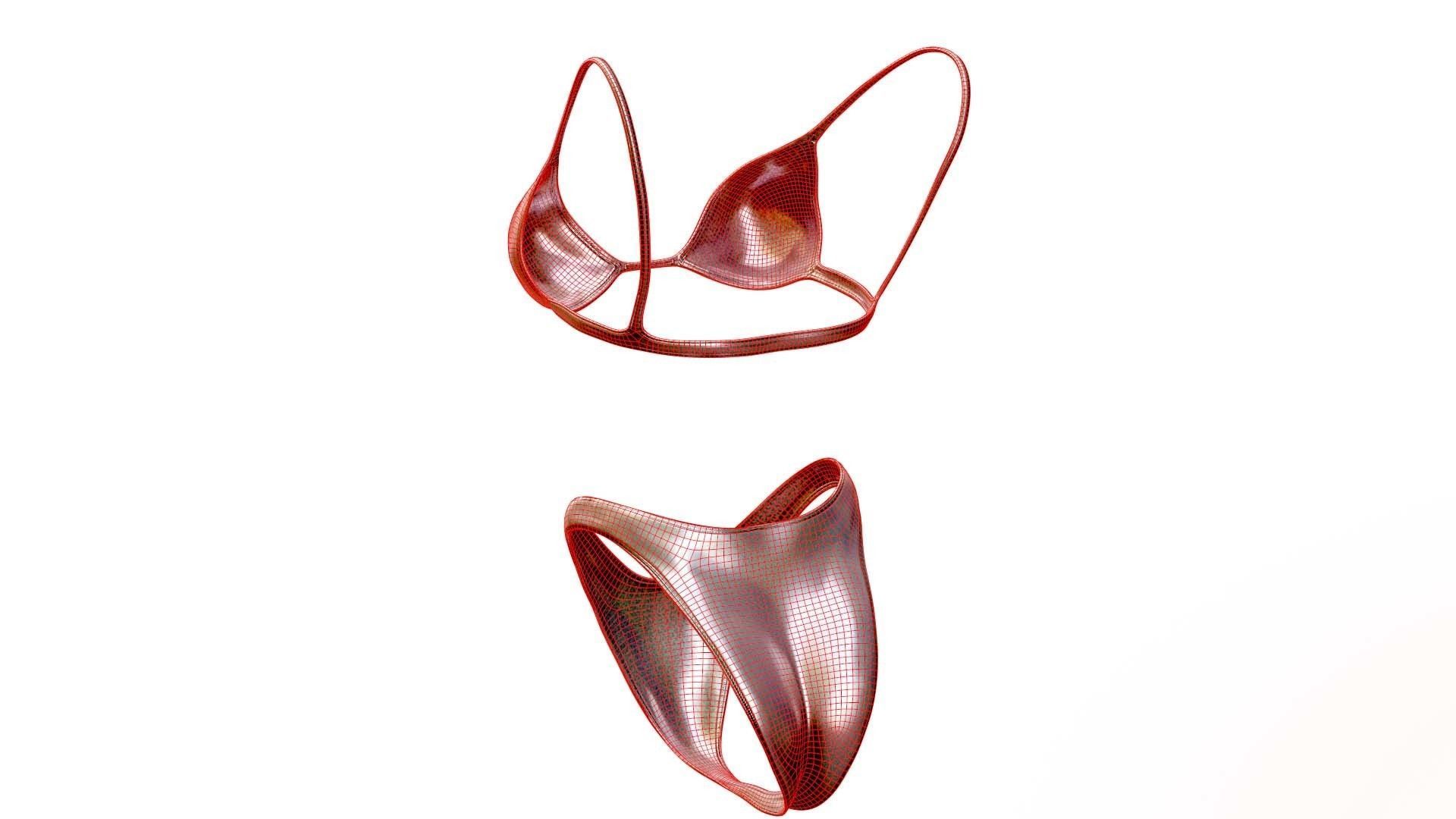 Female Bikini Low-poly 3D model_11