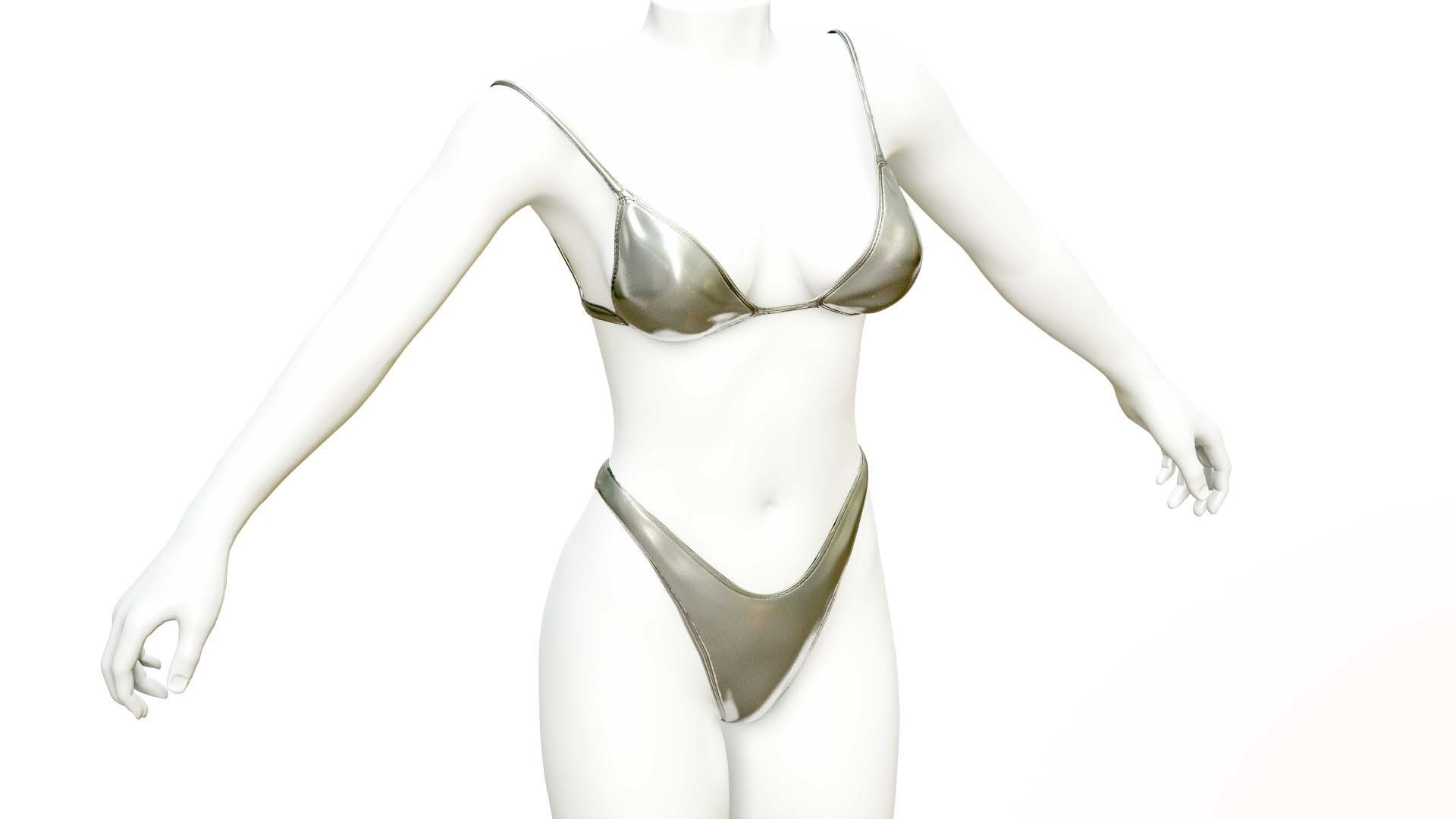 Female Bikini Low-poly 3D model_9