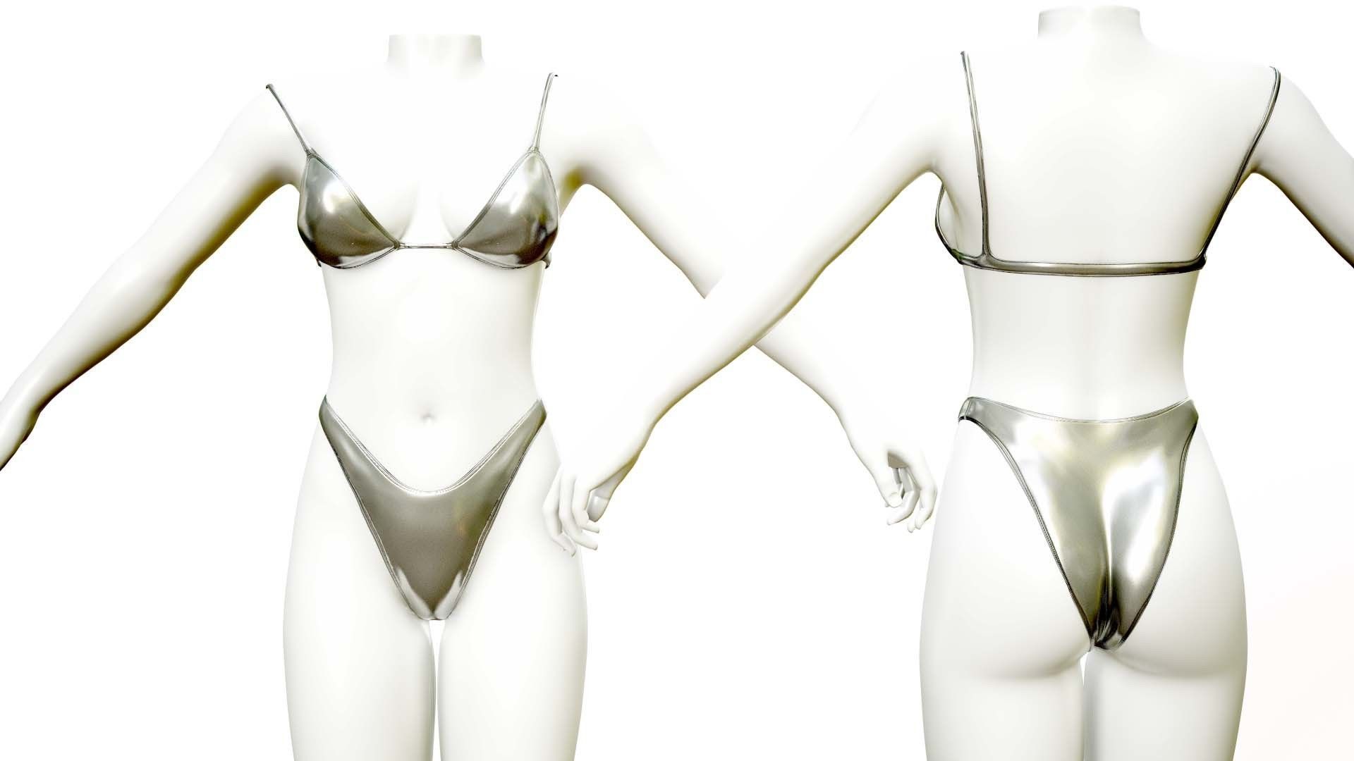 Female Bikini Low-poly 3D model_2