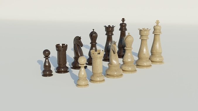 Chess Set 3D model pieces Low-poly 3D model