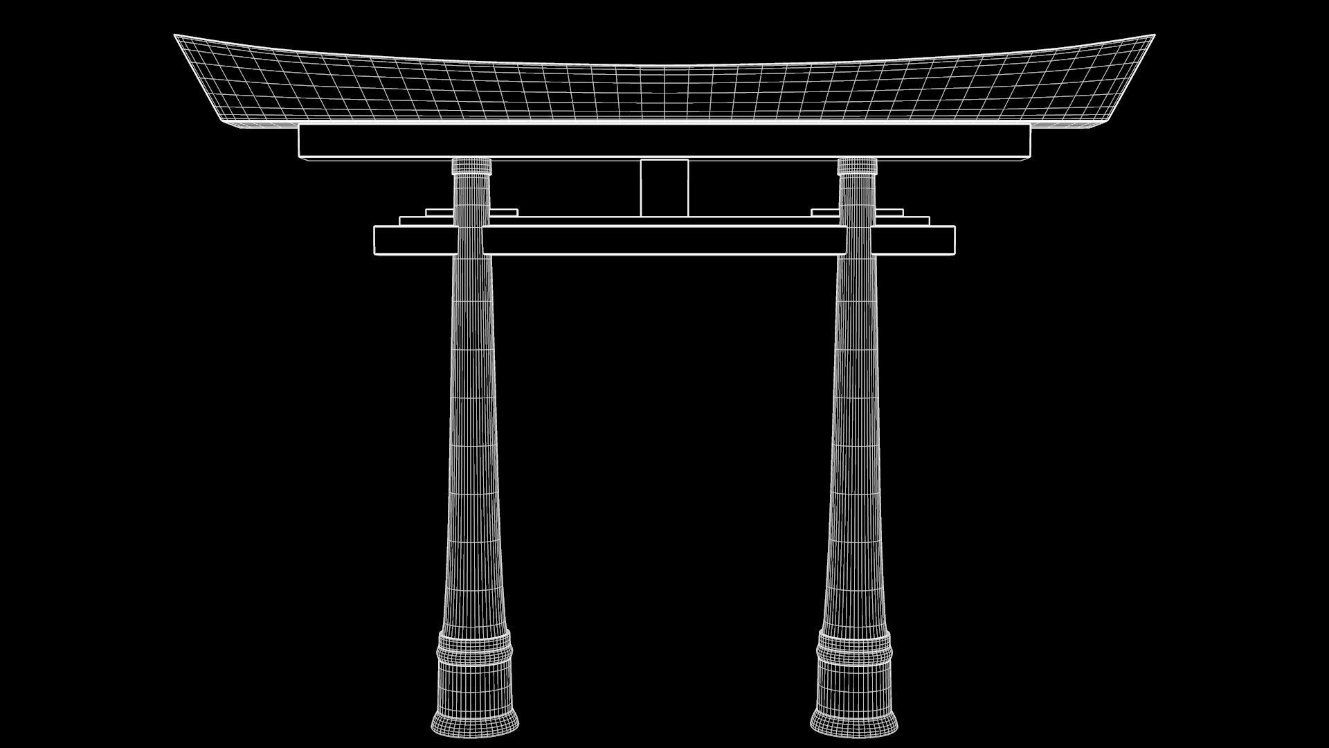 Japanese Torii Gate Low-poly 3D model_5