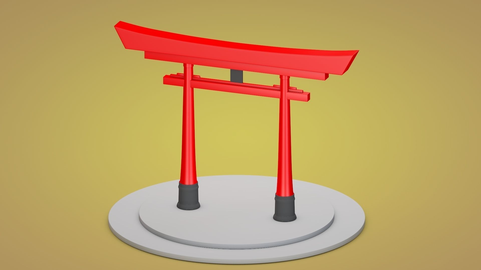 Japanese Torii Gate Low-poly 3D model_3