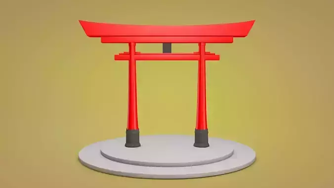Japanese Torii Gate Low-poly 3D model