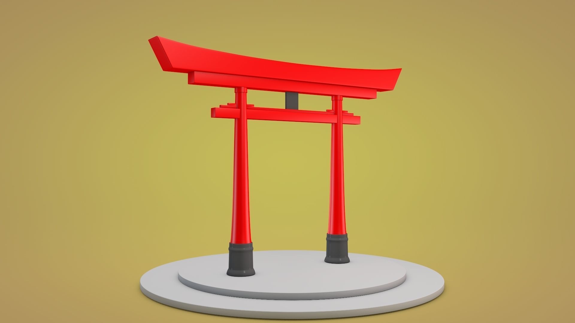 Japanese Torii Gate Low-poly 3D model_4