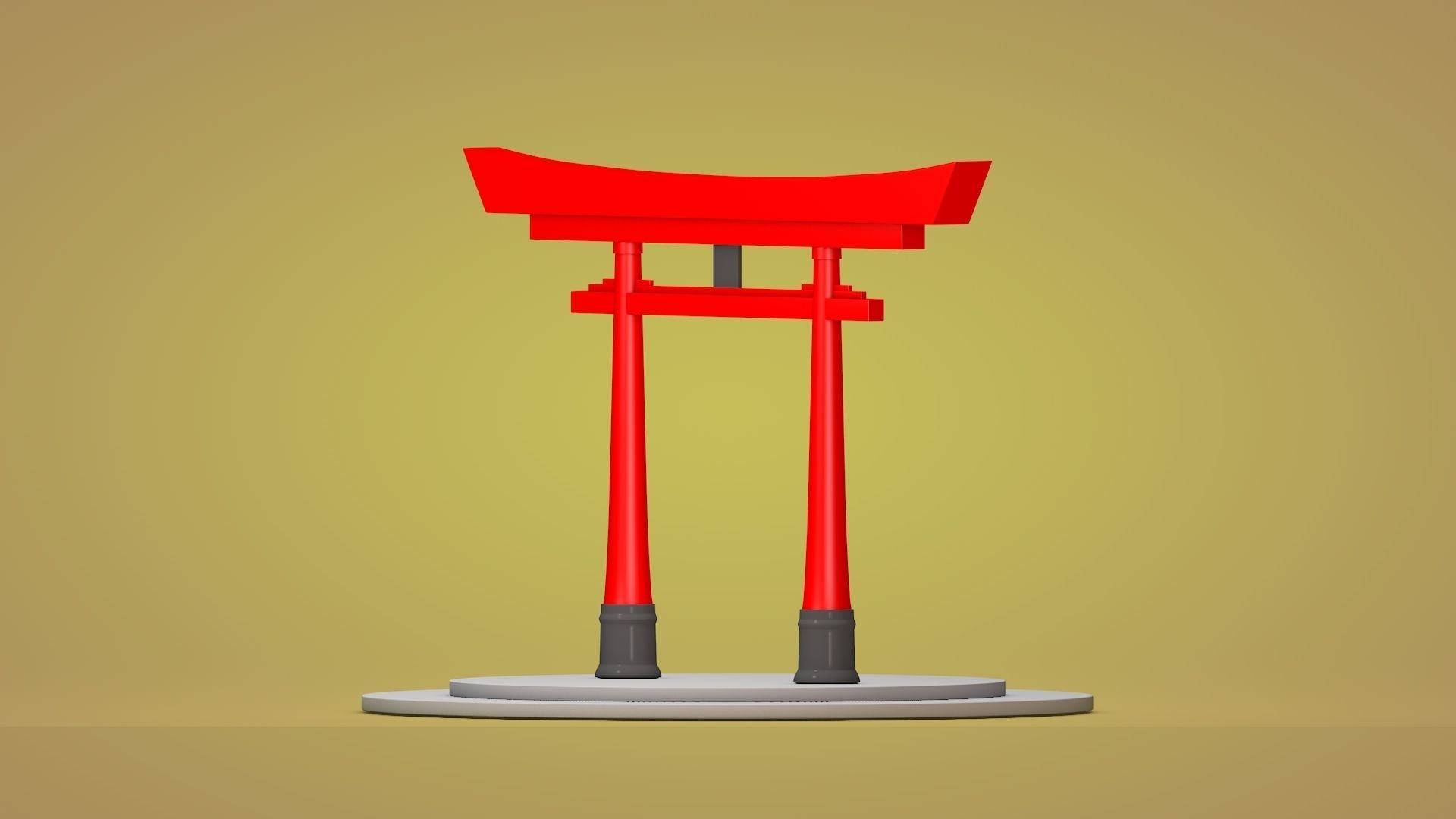 Japanese Torii Gate Low-poly 3D model_1