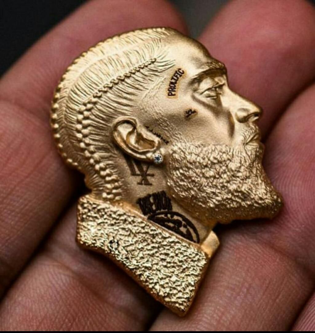 Nipsey Hussle pendant with tattoos 3D print model 3D print model_4