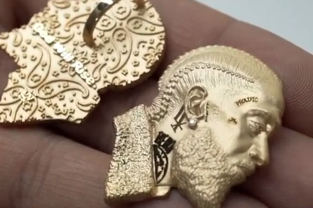 Nipsey Hussle pendant with tattoos 3D print model 3D print model_6