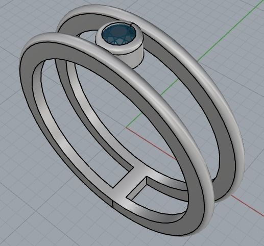 Double ring size 16 5 mm 3D print model_2