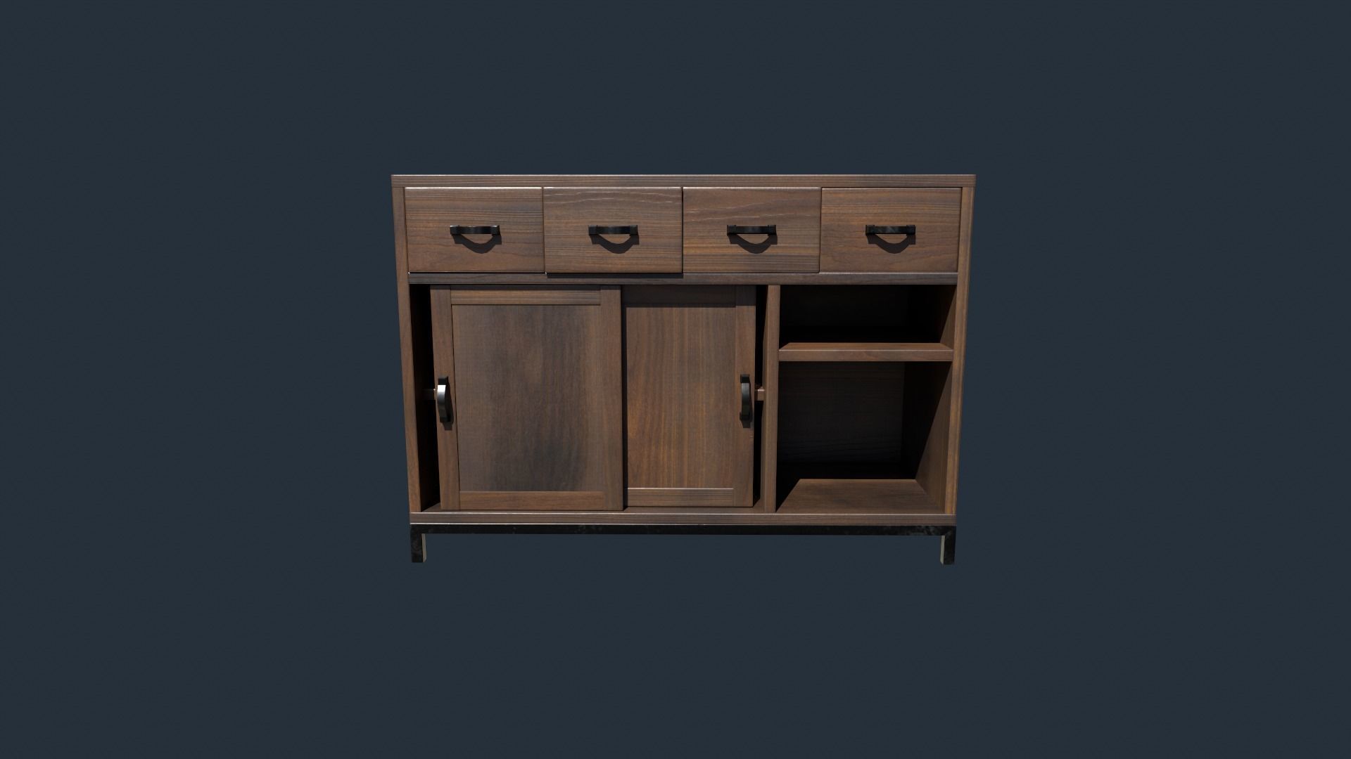 Bar with Bar Stools Low-poly 3D model_3