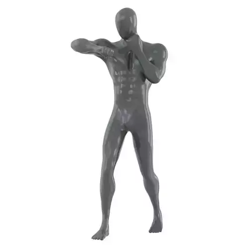 Male mannequin strikes side hand kick like a boxer 150