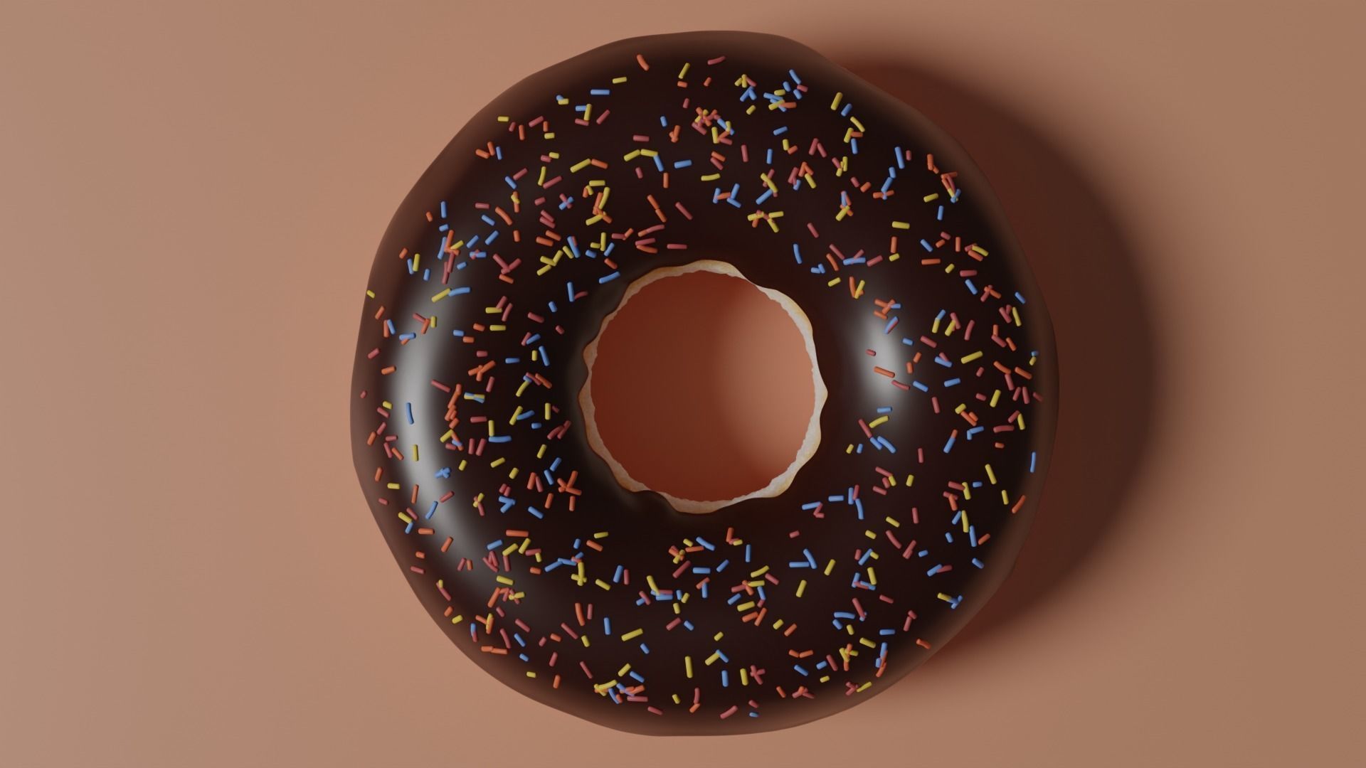 Chocolate Glazed Donut Low-poly 3D model_3