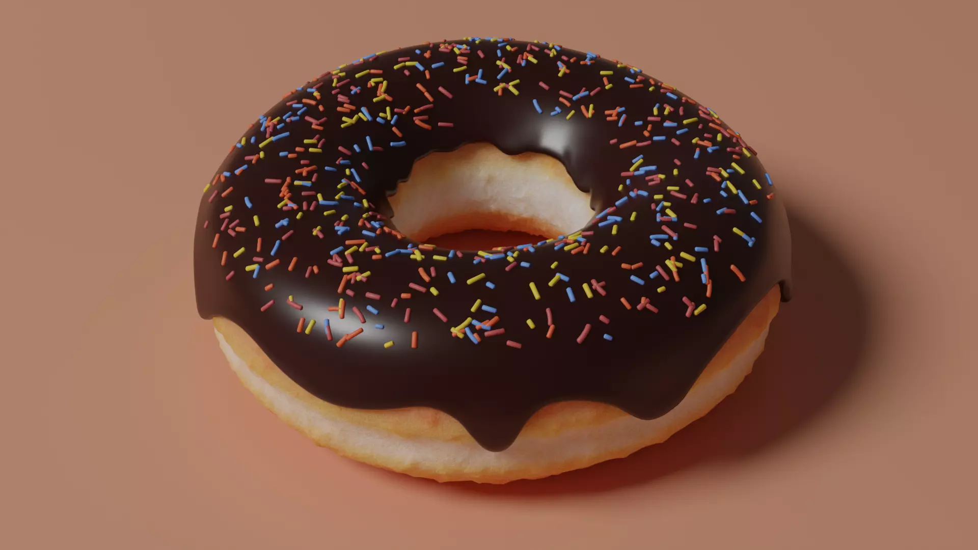 Chocolate Glazed Donut Low-poly 3D model_0