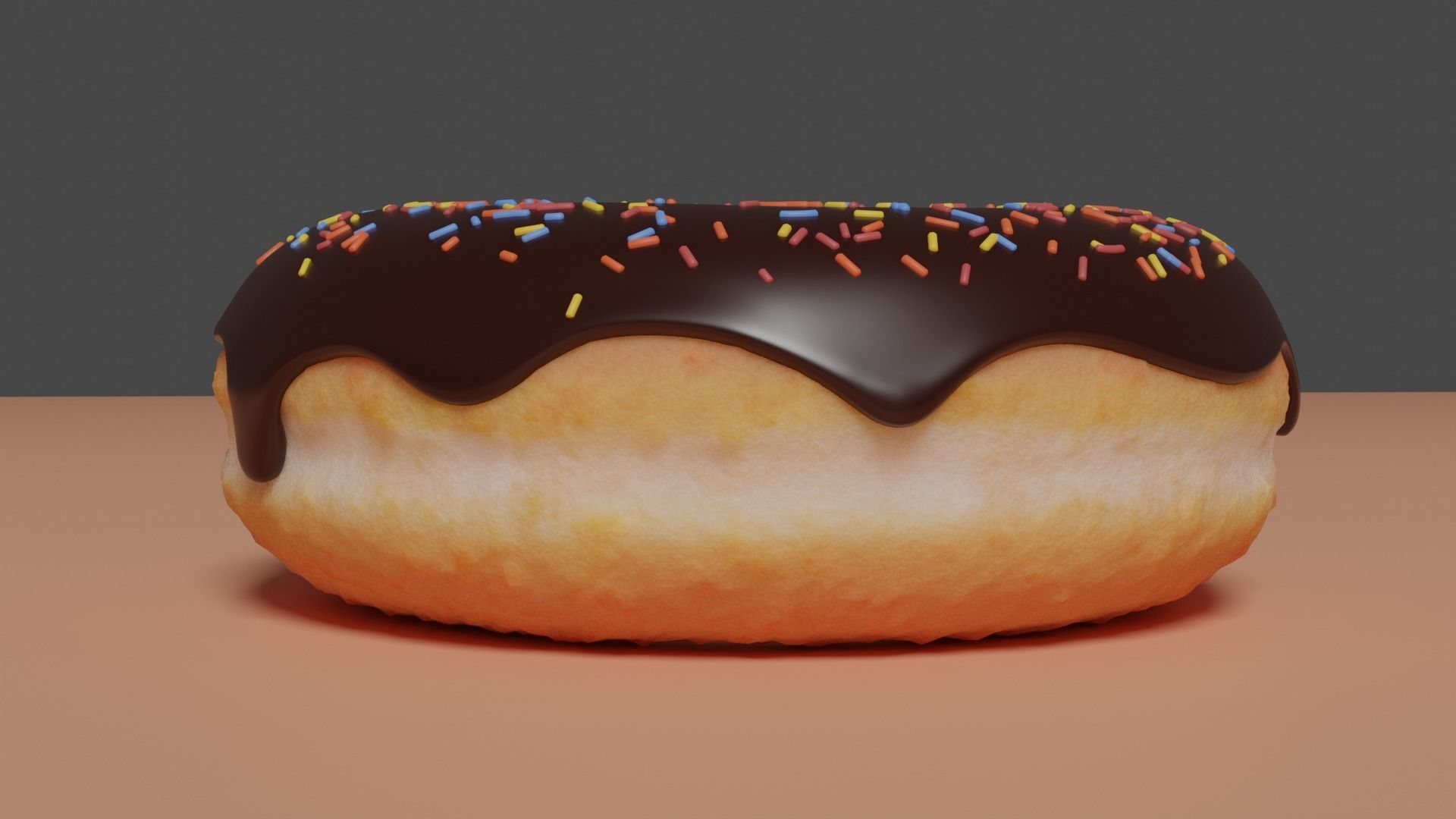 Chocolate Glazed Donut Low-poly 3D model_2