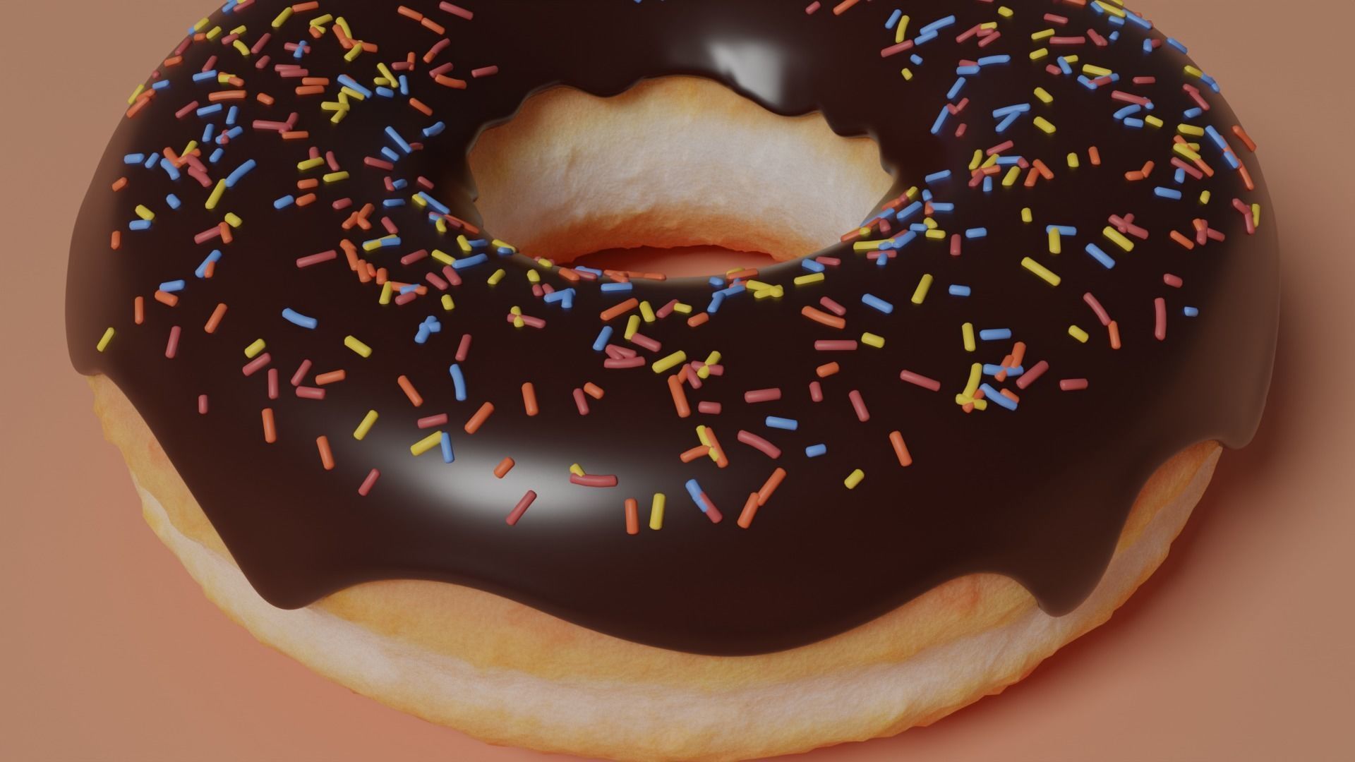 Chocolate Glazed Donut Low-poly 3D model_1