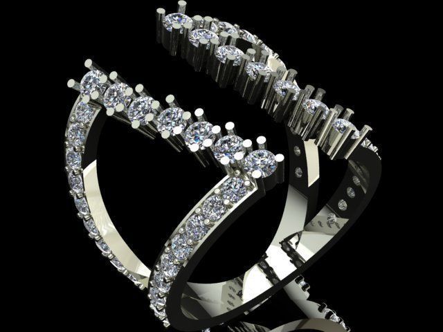 Open Middle Diamond Ring 3D print model_1