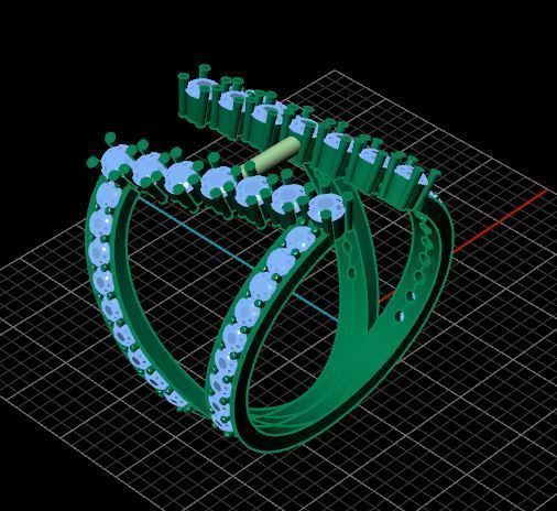 Open Middle Diamond Ring 3D print model_5