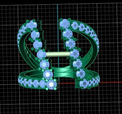Open Middle Diamond Ring 3D print model_4