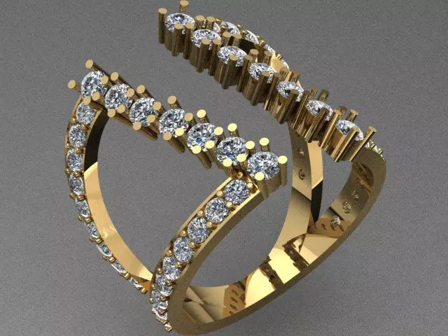 Open Middle Diamond Ring 3D print model_0
